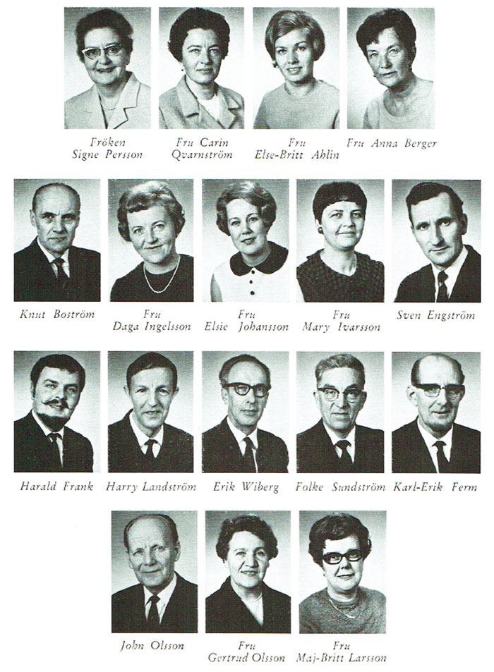 Bild på personalen 1968 i samband med 100-årsfirandet, Ugglebo Arbetareförenings Aktiebolag