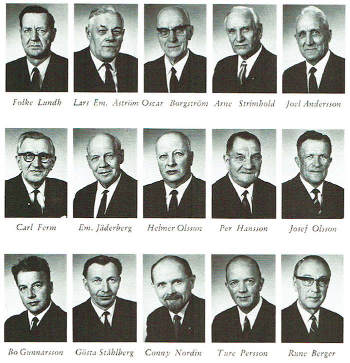 Bild på styrelsen 1968 i samband med 100-årsfirandet